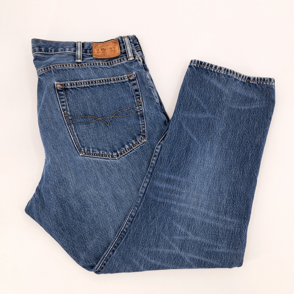 Polo Ralph Lauren Hampton Relaxed Straight Jeans Mens 38x30 Blue Medium Wash